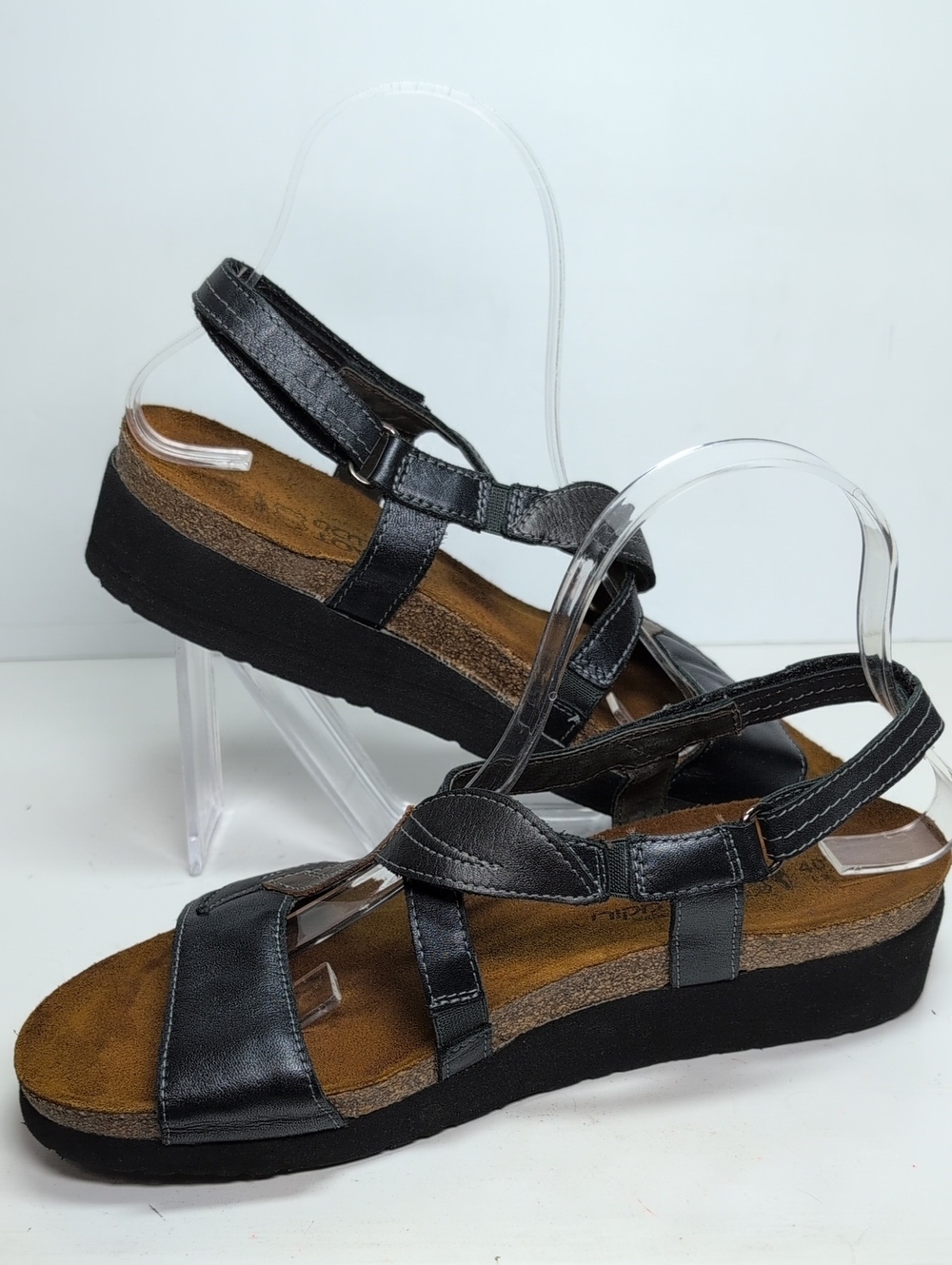 Naot caroline pewter & black wedge sandals womans size 9 EU 40 - Picture 8 of 15